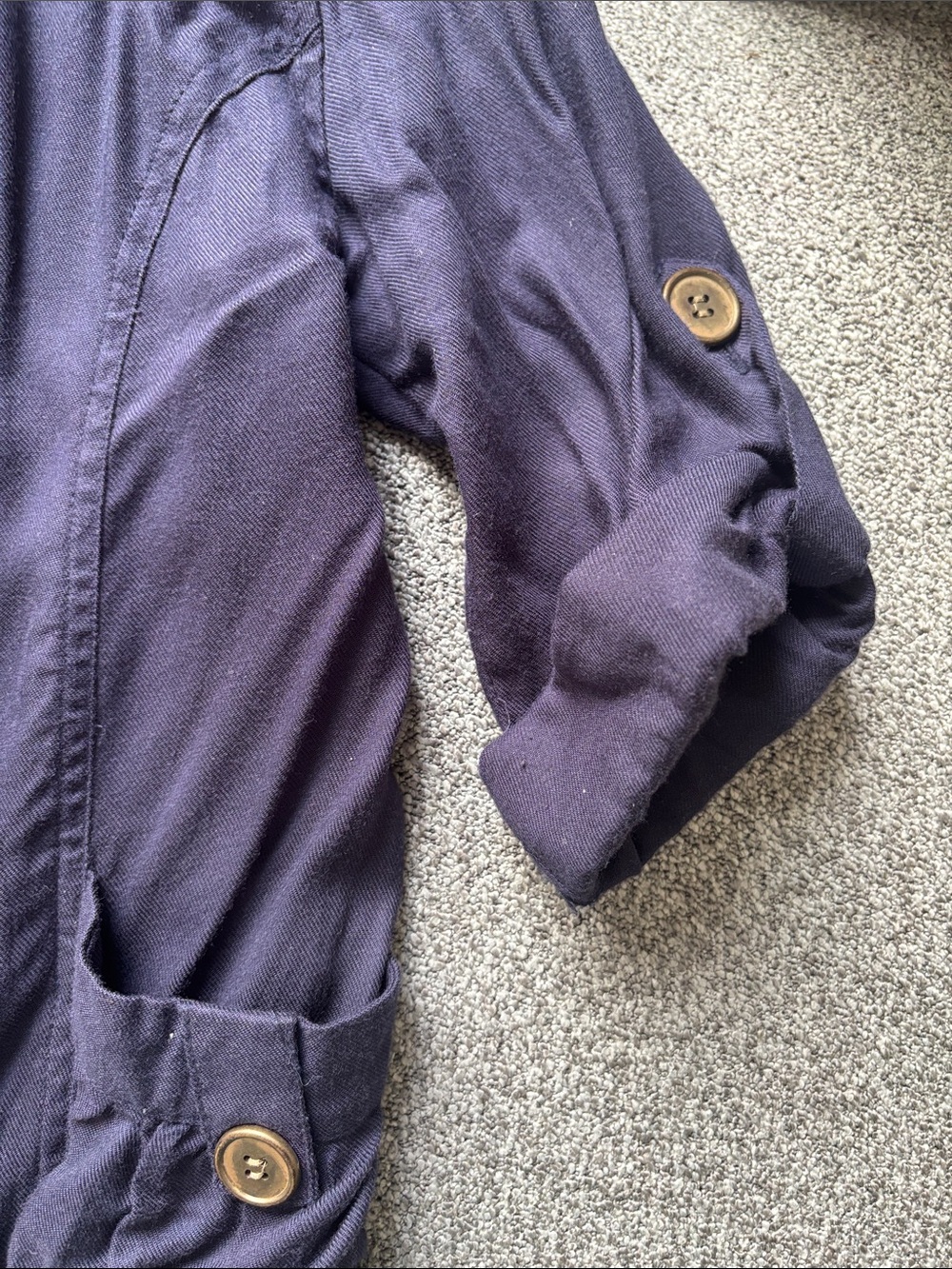 mine Navy Drawstring Zip-Up Utility Jacket with Rolled Sleeves - Picture 4 of 5
